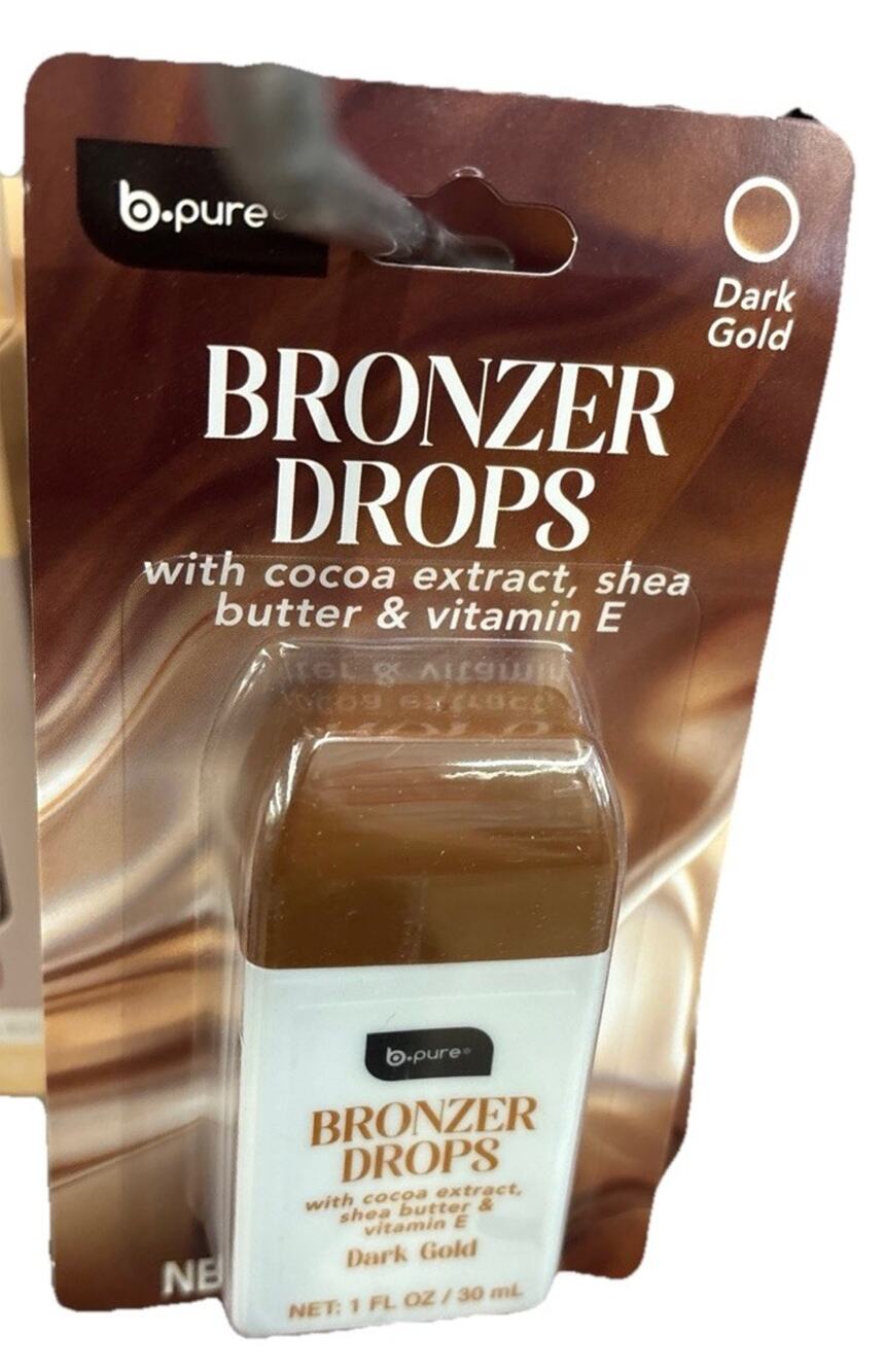 b•pure Bronzer Drops Dark Gold 1 fl oz with Cocoa Extract, Shea Butter